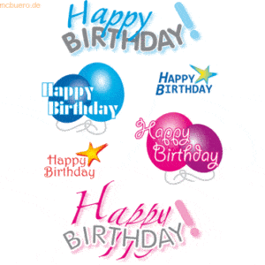 10 x HERMA Sticker Decor Happy Birthday VE=3 Blatt