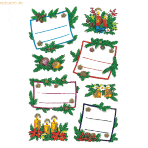 10 x HERMA Schmucketikett Decor Weihnachten Tannengestecke Papier begl