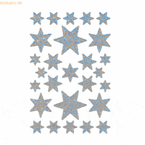 10 x HERMA Schmucketikett Sterne Papier beglimmert VE=1 Blatt