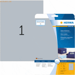 HERMA Etiketten Folie silber 210x297mm Special A4 LaserCopy VE=25 Stüc