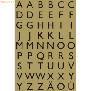 10 x HERMA Buchstaben 13x12mm A-Z selbstklebend Goldfolie schwarz VE=4