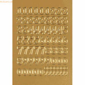 10 x HERMA Zahlen 12mm 0-9 selbstklebend Folie gold VE=66 Stück