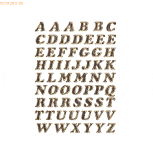 10 x HERMA Buchstaben 8mm A-Z selbstklebend Prismaticfolie gold glitze