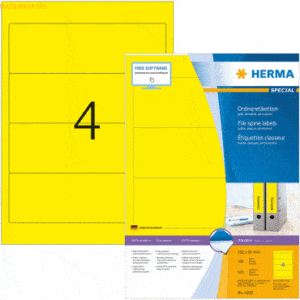 HERMA Ordneretiketten gelb 192x61mm Special A4 VE=400 Stück