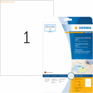 HERMA Etiketten Folie transparent 210x297mm Special A4 LaserCopy VE=25