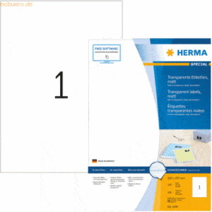 HERMA Etiketten Folie transparent 210x297mm Special A4 LaserCopy VE=10