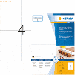 HERMA Etiketten Papier witterungsbest. weiß 105x148mm Special A4 Laser