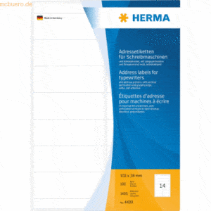 HERMA Adress-Etiketten 102x38mm auf A4-Blättern Ecken rund VE=1400 Stü