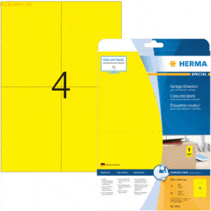 Herma Etiketten 105x148 mm gelb ablösbar Papier matt VE= 80 Stück