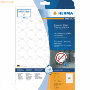 Herma Etiketten 30mm Folie weiß wiederablösbar VE=20 Stück