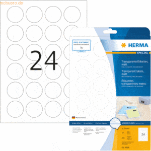 HERMA Etiketten Folie transparent Durchmesser 40mm Special A4 LaserCop