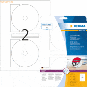 HERMA DVD-/Blu-ray-Etiketten weiß Durchmesser 116mm Special A4 VE= 50