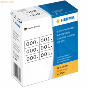 HERMA Nummernetiketten dreifach selbstklebend weiß/schwarz VE=3x1000 S
