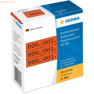 HERMA Nummernetiketten dreifach selbstklebend rot/schwarz VE=3x1000 St