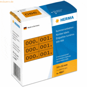 HERMA Nummernetiketten dreifach selbstklebend braun/schwarz VE=3x1000