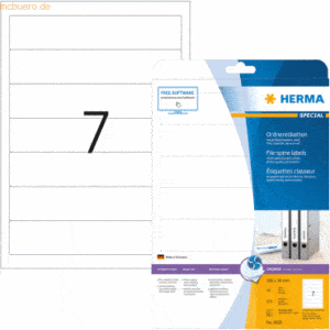 HERMA Ordneretiketten weiß 192x38mm Special A4 Inkjet 175 Stück