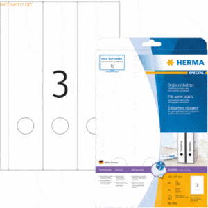 HERMA Ordneretiketten weiß 61x297mm Special A4 Inkjet 75 Stück