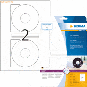 HERMA CD-Etiketten weiß Durchmesser 116mm Special A4 Inkjet 50 Stück