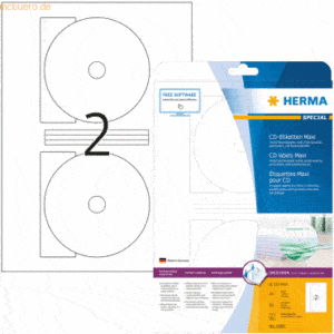 HERMA CD-Etiketten weiß Maxi Durchmesser 116mm Special A4 Inkjet 50 St