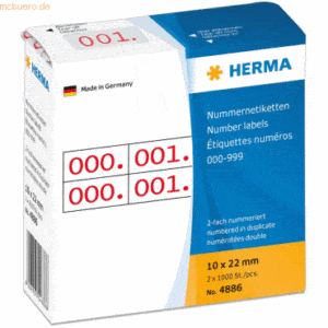 HERMA Nummernetiketten doppelt selbstklebend Aufdruck rot VE=1000 Numm