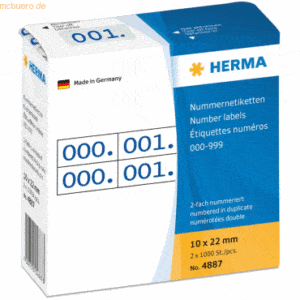 HERMA Nummernetiketten doppelt selbstklebend Aufdruck blau VE=1000 Num