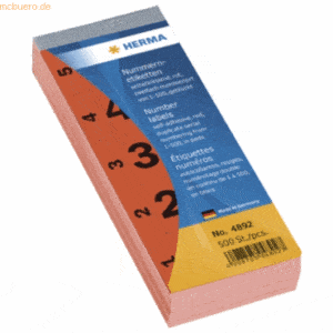 HERMA Nummernblock selbstklebend 1-500 rot 28x56mm VE=500 Stück