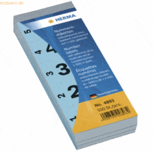 HERMA Nummernblock selbstklebend 1-500 blau 28x56mm VE=500 Stück