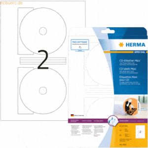 HERMA CD-Etiketten weiß Glossy Durchmesser 116mm Special A4 VE= 50 Stü