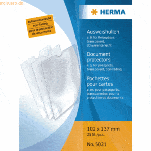 25 x HERMA Ausweishülle 102x137mm für Reisepässe