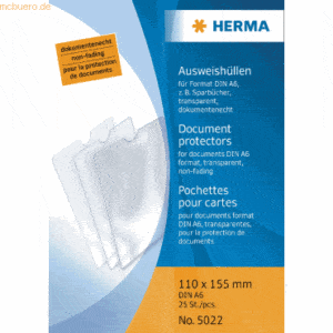 25 x HERMA Ausweishülle 110x155mm für Format DIN A6 Sparbücher