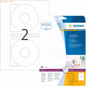 HERMA CD-Etiketten weiß Durchmesser 116mm Special A4 VE=50 Stück