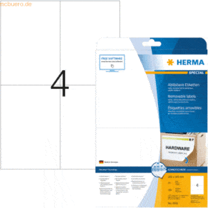 HERMA Etiketten weiß Movables/ablösbar 105x148mm Special A4 VE=100 Stü