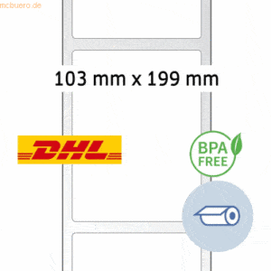 HERMA Rollenetiketten 103x199mm Thermo DHL-Versandetikett weiß VE=800