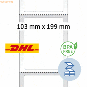 HERMA DHL-Versandetiketten 103x199mm Thermodirekt weiß VE=1100 Stück