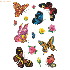 10 x HERMA Tattoo-Etikett Schmetterlinge Colour Art VE=15 Stück