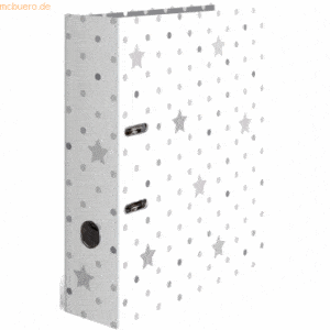 HERMA Motivordner A4 70mm Stars weiß mit grauen Sternen