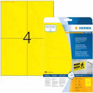 HERMA Signal-Schilder 105x148 mm gelb stark haftend Folie matt wetterf
