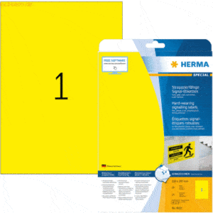 HERMA Signal-Schilder 210x297 mm gelb stark haftend Folie matt wetterf