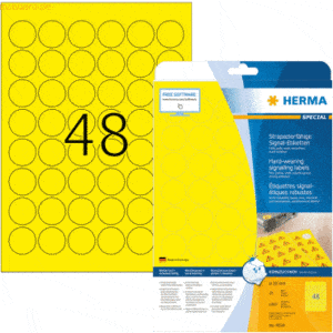 HERMA Signal-Etiketten 30 mm rund gelb stark haftend Folie matt wetter