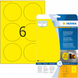 HERMA Signal-Schilder 85 mm rund gelb stark haftend Folie matt wetterf