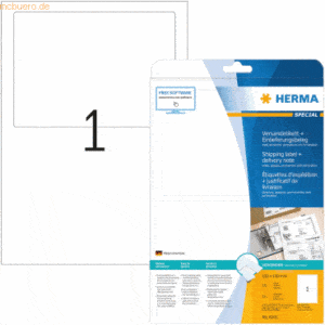 HERMA Versandetikett+Einlieferungsbeleg weiß 182x130mm Special A4 VE=2