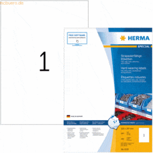 HERMA Etiketten Folie weiß matt 210x297mm A4 extrem stark haftend VE=1