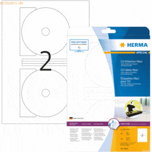 HERMA CD-Etiketten Maxi weiß Durchmesser 116mm Special A4 VE=20 Stück