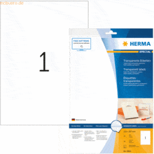 HERMA Folien-Etiketten transparent 210x297mm Special A4 Inkjet 10 Stüc