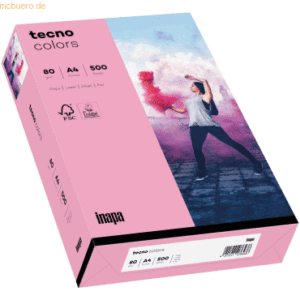 Inapa Multifunktionspapier tecno colors A4 80g/qm VE=500 Blatt rosa