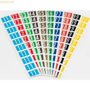 Jalema Code-Taben selbstklebend 0-9 farbig sortiert VE=300 Stück