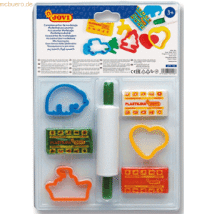 Jovi Bastelset Plastilin-Set 3x Knete + 1x Walze + 3x Formen Blister