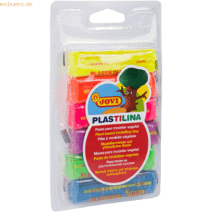 Jovi Plastilina Knete VE=6 Farben a 25g Neon Blister