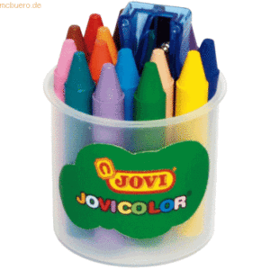Jovi Wachsmalstifte Jovicolor rund farblich sortiert 16 Stück in Dose