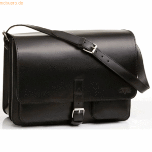 Mika Schultertasche Scotty Sattelleder 40x18x26cm schwarz